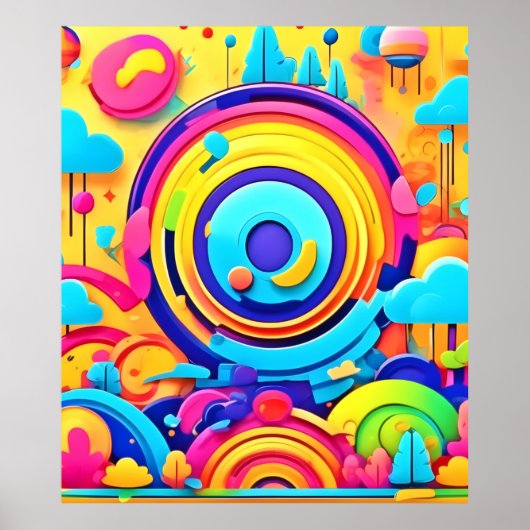 Farbiges Chaos in der Whimsiswelt Poster (Vorne)