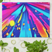 Farbiges Chaos: Malerischer Spritzer Abstrakte Kun Geschirrtuch (Gefaltet)