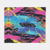 Farbiges Chaos: Splashes und Linien Fleecedecke (Vorderseite (Horizontal))