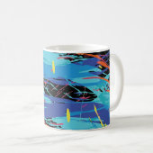 Farbiges Chaos: Splashes und Linien Kaffeetasse (VorderseiteRechts)