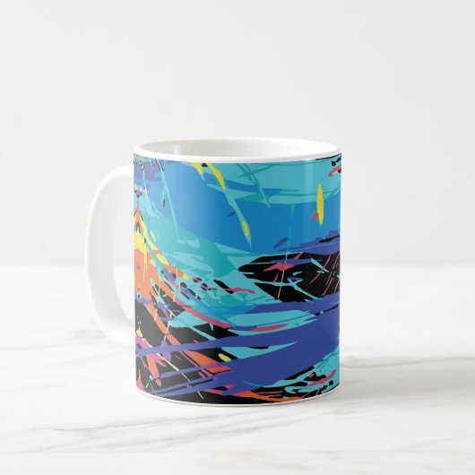 Farbiges Chaos: Splashes und Linien Kaffeetasse (Vorderseite Links)