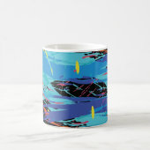 Farbiges Chaos: Splashes und Linien Kaffeetasse (Mittel)
