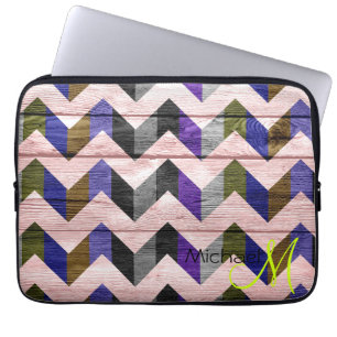 Farbiges Chevron-Muster Holz #9 Laptopschutzhülle