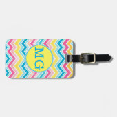 Farbiges Chevron-Muster mit Monogramm Gepäckanhänger (Vorderseite horizontal)