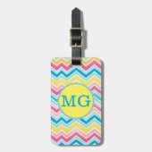 Farbiges Chevron-Muster mit Monogramm Gepäckanhänger (Vorderseite vertikal)