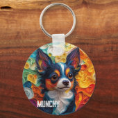 Farbiges Chihuahua-Dog-Portrait Schlüsselanhänger (Rückseite)