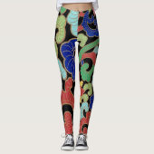 Farbiges Chinesisches Abstraktes Vintages Muster Leggings (Vorderseite)