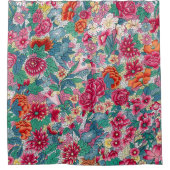 Farbiges chinesisches Blumenmuster Duschvorhang (Vorderseite)