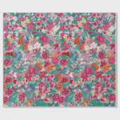 Farbiges chinesisches Blumenmuster Geschenkpapier (Flach)