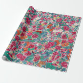 Farbiges chinesisches Blumenmuster Geschenkpapier (Ungerollt)