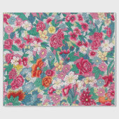 Farbiges chinesisches Blumenmuster Geschenkpapier (Flach)