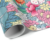 Farbiges chinesisches Blumenmuster Geschenkpapier (Rolleneckpunkt)