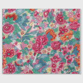 Farbiges chinesisches Blumenmuster Geschenkpapier (Flach)