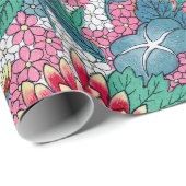 Farbiges chinesisches Blumenmuster Geschenkpapier (Rolleneckpunkt)
