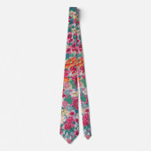 Farbiges chinesisches Blumenmuster Krawatte (Vorderseite)