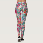 Farbiges chinesisches Blumenmuster Leggings (Rückseite)