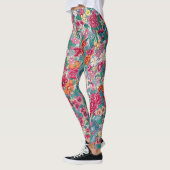 Farbiges chinesisches Blumenmuster Leggings (Links)