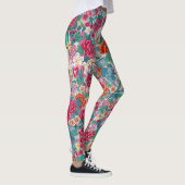 Farbiges chinesisches Blumenmuster Leggings (Rechts)