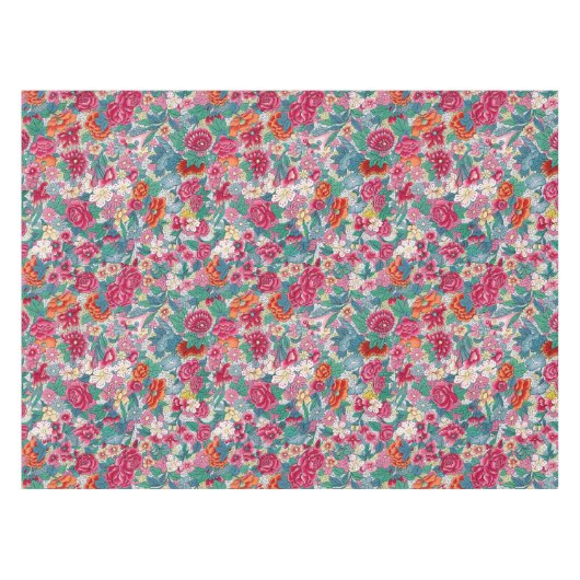 Farbiges chinesisches Blumenmuster Tischdecke (Vorderseite (Horizontal))