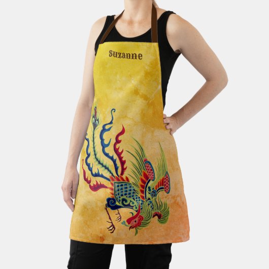 Farbiges chinesisches Roosterdesign Personalisiert Schürze (InSitu)