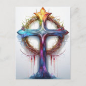 Farbiges Christliches Kreuz über Dornen Postkarte (Vorderseite)