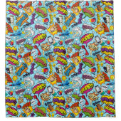 Farbiges Comic-Buchmuster Duschvorhang (Vorderseite)