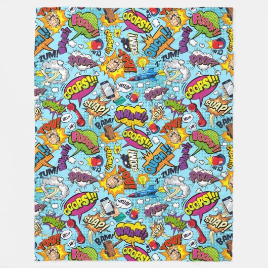 Farbiges Comic-Buchmuster Fleecedecke (Vorderseite)