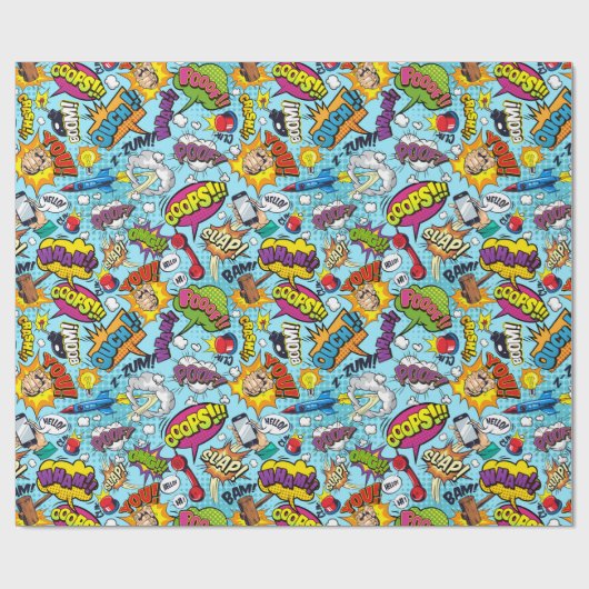 Farbiges Comic-Buchmuster Geschenkpapier (Flach)