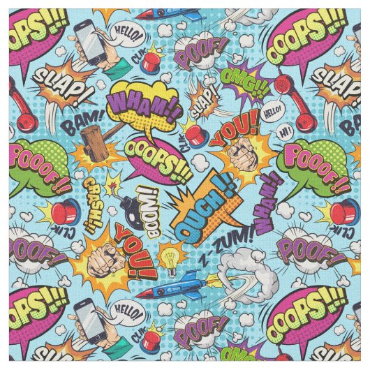 Farbiges Comic-Buchmuster Stoff (Nahaufnahme)