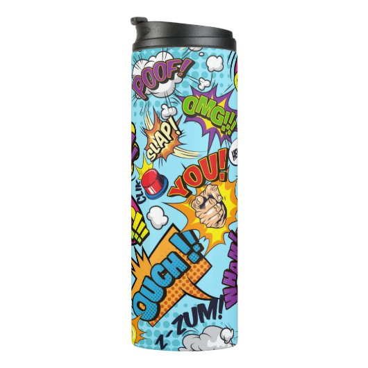 Farbiges Comic-Buchmuster Thermosbecher (Nach rechts gedreht)