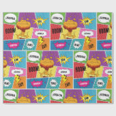 Farbiges Comic Personalisierter Name Pop Art Geschenkpapier (Flach)