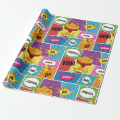 Farbiges Comic Personalisierter Name Pop Art Geschenkpapier (Ungerollt)