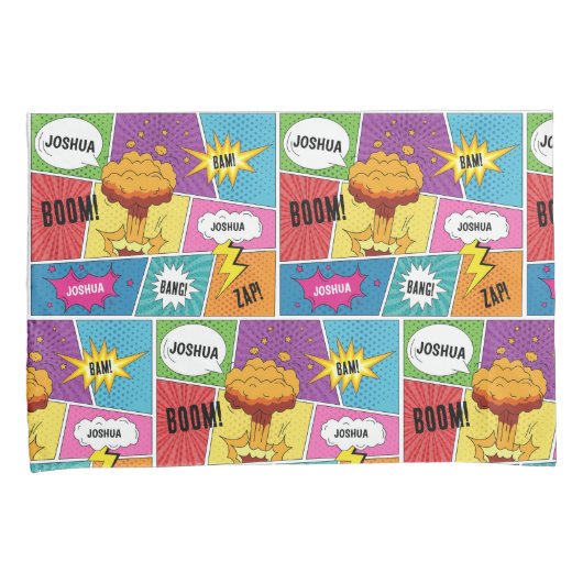 Farbiges Comic Personalisierter Name Pop Art Kissenbezug (Vorderseite-Rechts)
