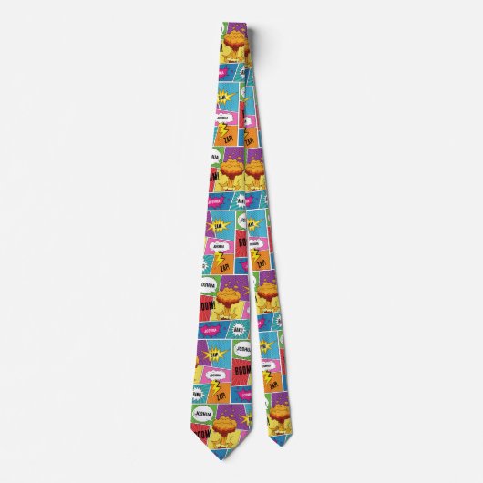 Farbiges Comic Personalisierter Name Pop Art Krawatte (Vorderseite)