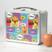 Farbiges Comic Personalisierter Name Pop Art Metall Brotdose (Beispiel)