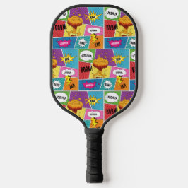 Farbiges Comic Personalisierter Name Pop Art Pickleball Schläger