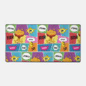 Farbiges Comic Personalisierter Name Pop Art Schreibtischunterlage (Vorderseite)