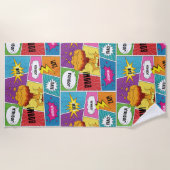 Farbiges Comic Personalisierter Name Pop Art Strandtuch (Vorderseite)