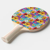 Farbiges Comic Personalisierter Name Pop Art Tischtennis Schläger (Vorderseite)