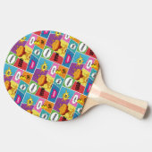 Farbiges Comic Personalisierter Name Pop Art Tischtennis Schläger (Seitenansicht)