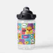 Farbiges Comic Personalisierter Name Pop Art Trinkflasche (Rückseite)