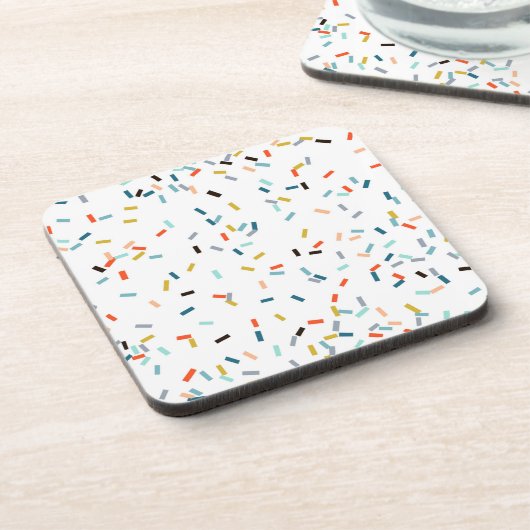 Farbiges Confetti Fall Pattern Getränkeuntersetzer (Linke Seite)