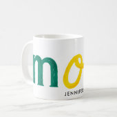 farbiges Crayon Text MAMA Geschenk Kaffeetasse (Vorderseite Links)