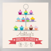 Farbiges Cupcake Tree Brautparty Poster (Vorne)