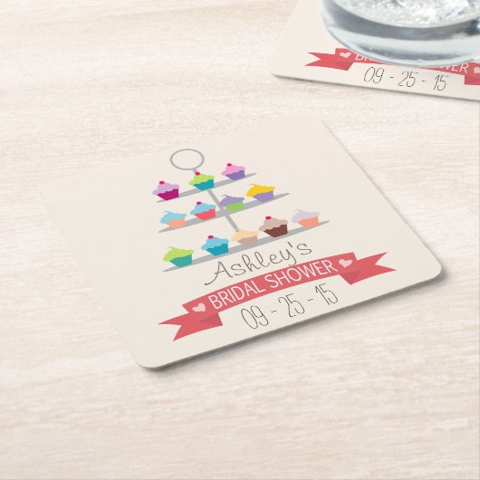 Farbiges Cupcake Tree Brautparty Rechteckiger Pappuntersetzer (angewinkelt)
