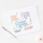 Farbiges Cursive Happy Birthday Pattern Quadratischer Aufkleber (Umschlag)