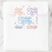 Farbiges Cursive Happy Birthday Pattern Quadratischer Aufkleber (Tasche)