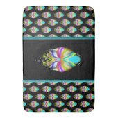 Farbiges Cyan und schwarzes Owl Badematte (Vorderseite Vertikal)