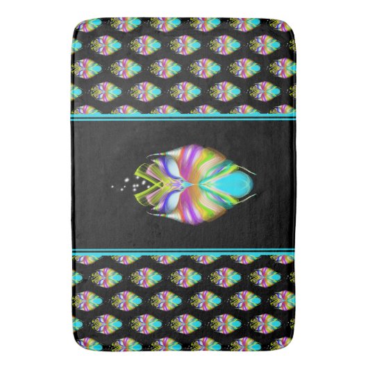 Farbiges Cyan und schwarzes Owl Badematte (Vorderseite Vertikal)