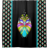 Farbiges Cyan und schwarzes Owl Duschvorhang (Vorderseite)